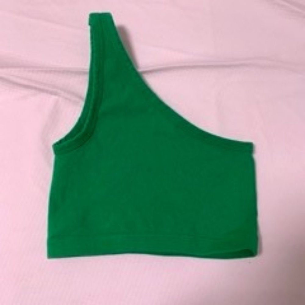 One Shoulder Green Crop Top